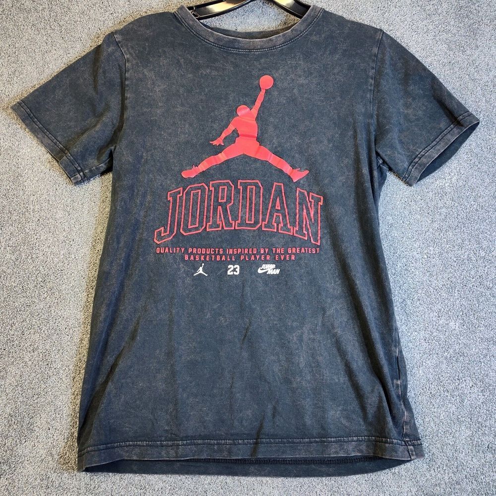 Jordan Boys Shirt Black L Short Sleeve Crew Jumpman‎ Neck Pullover Tee 12-13 yrs